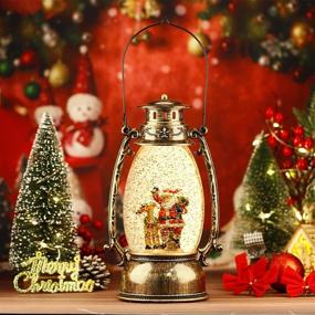 img 2 attached to 🔔 Bronze Christmas Snow Globes with Musical Santa Claus & Deer – Glitter Lighted Snowglobes Christmas Lantern for Decorations and Gifts