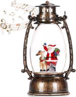 🔔 bronze christmas snow globes with musical santa claus & deer – glitter lighted snowglobes christmas lantern for decorations and gifts logo
