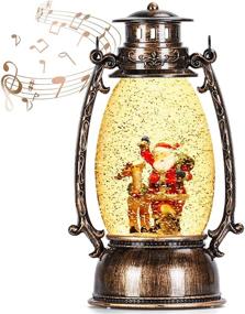 img 3 attached to 🔔 Bronze Christmas Snow Globes with Musical Santa Claus & Deer – Glitter Lighted Snowglobes Christmas Lantern for Decorations and Gifts