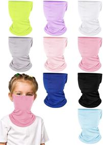 img 4 attached to 👶 Kids Summer Neck Gaiters - Dust & Sun Protection Face Covers - Ice Silk Material - Non-Slip Balaclava Face Scarf - Pack of 9