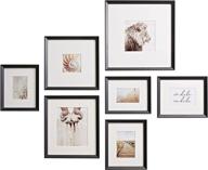 🖼️ jade94 black frame set for gallery wall – eco-friendly wood, 7 variety pack, handcrafted, thick white mat, polished plexiglass, includes hanging hardware логотип