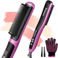 🔌 2-in-1 electric straightening comb: hot brush hair straightener for quick ceramic heating, anti-frizz, anti scald - ideal for home, salon, travel logo