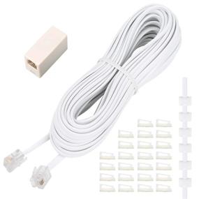 img 4 attached to 📞 33 Ft Phone Extension Cord with RJ11 Plug, 1 in-Line Couplers, 20 Cable Clip Holders - White, Telephone Cable