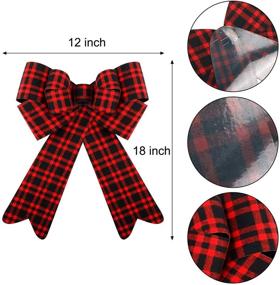 img 3 attached to 🎄 FUNARTY 2 Pack Red Buffalo Plaid Christmas Tree Topper Bows - 12 x 18-Inch Waterproof Holiday Decorative Bows for Indoor and Outdoor Use