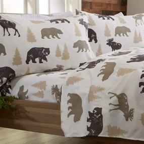 img 4 attached to 🐻 Queen Size Lodge Printed Ultra-Soft Microfiber Sheet Set - Stunning Nature-Inspired Patterns, Comfortable & Versatile All-Season Bed Sheets (Bear Design)