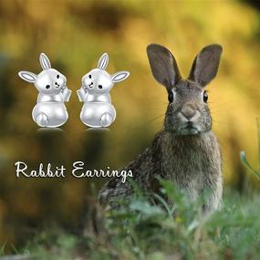 img 2 attached to PELOVNY Sterling Silver Hypoallergenic Rabbit Stud Earrings: Easter Bunny Jewelry Gifts for Women & Teens