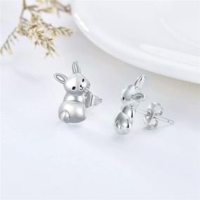 img 1 attached to PELOVNY Sterling Silver Hypoallergenic Rabbit Stud Earrings: Easter Bunny Jewelry Gifts for Women & Teens