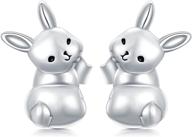 pelovny sterling silver hypoallergenic rabbit stud earrings: easter bunny jewelry gifts for women & teens logo