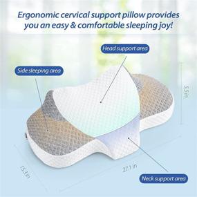 img 1 attached to 🌙 Forias Extra Large Firm Side Sleeper Pillow – Ergonomic Contoured Memory Foam Cervical Pillow for Neck and Shoulder Pain Relief