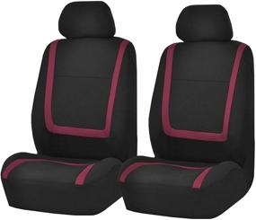 img 3 attached to 🚗 Burgundy FH Group FB032 Car Seat Cover Set - Unique Flat Cloth Design with 4 Detachable Headrests and Solid Bench