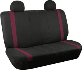 img 2 attached to 🚗 Burgundy FH Group FB032 Car Seat Cover Set - Unique Flat Cloth Design with 4 Detachable Headrests and Solid Bench