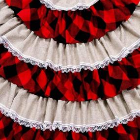 img 2 attached to AerWo 48-inch Buffalo Plaid Christmas Tree Skirt with 6 Layers - Ruffled Red and Black Check Design - Burlap Xmas Tree Skirt for Holiday Christmas Decor