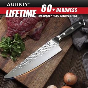 img 3 attached to 🔪 Japanese AUS-10V Super Stainless Steel Chef Knife - 8 Inch, Hammer Finish, Triple-Riveted Handle - Professional Durable Cooking Knife with Gift Box