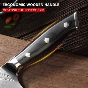 img 1 attached to 🔪 Japanese AUS-10V Super Stainless Steel Chef Knife - 8 Inch, Hammer Finish, Triple-Riveted Handle - Professional Durable Cooking Knife with Gift Box