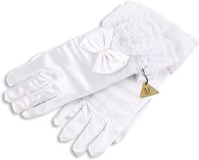 img 1 attached to 👰 IDS White Satin Short Gloves: Elegant Accessory for Bridesmaids, Flower Girls, and Bridal Parties