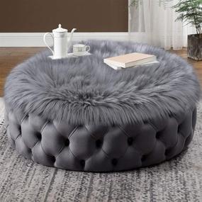 img 3 attached to 🦊 Плюшевая накидка Foxmas Fluffy Chair Pad Shag Rug: Мягкий круглый искусственный шерстяной ковер из искусственного меха для пуфика, гостиной, офисного стула, спальни, стула обеденного стола - 20" х 20", Серый