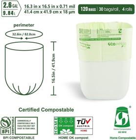 img 2 attached to 🌱 ecomelo Compostable Trash Bags, 2.6 Gallon/9.84 Liter, 120 count - Premium Certifications, Extra Thick & Eco-Friendly