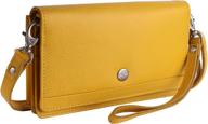 👜 lederbuck genuine leather smartphone crossbody handbag wristlet purse clutch for women: durable and stylish! logo