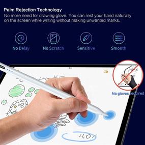 img 1 attached to 💻 Upgraded White Stylus Pen for iPad Pro & Air - Palm Rejection iPad Pencil with Tilt Sensitivity & Magnetic Feature