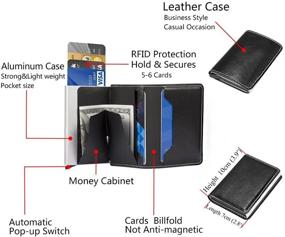 img 2 attached to Держатель кредитных карт Dlife с блокировкой RFID, тонкий кошелек из кожи яловца, винтажный алюминиевый держатель визитных карточек, автоматический выпадающий карманный чехол для карт, кошелек для путешествий, кошелек безопасности (коричневый чехол)