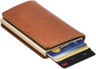 dlife credit card holder rfid blocking wallet slim wallet cowhide leather vintage aluminum business card holder automatic pop-up card case wallet security travel wallet (brown case) logo