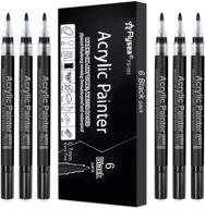 high-quality 0.7mm black paint pens, 6 pack for versatile 🖊️ rock, metal, wood, glass, ceramic, leather, fabric, acrylic art - permanent set logo