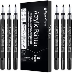 img 4 attached to High-quality 0.7mm Black Paint Pens, 6 Pack for Versatile 🖊️ Rock, Metal, Wood, Glass, Ceramic, Leather, Fabric, Acrylic Art - Permanent Set