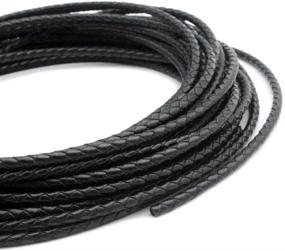 img 2 attached to 🎩 Black Bolo Tie: Round Leather Cord for Jewelry Making, 5 Yards Length, 4mm Braided Strap