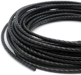 img 1 attached to 🎩 Black Bolo Tie: Round Leather Cord for Jewelry Making, 5 Yards Length, 4mm Braided Strap