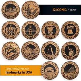 img 1 attached to 🍻 Cork Coasters Set for Drinks - 14 Piece Set with Iconic USA Landmarks, including 7" Ice Bucket/Pitcher Coaster & Bottle Opener. Perfect Bar Accessory, Decor, Thank You Gift, Wedding, Housewarming, and More