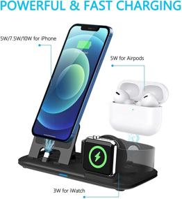 img 3 attached to 🔌 3-in-1 Fast Charging Station for Apple Devices: iWatch, iPhone, and AirPods Pro - Matt Black (with 18W Adapter)