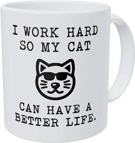 img 1 attached to 🐱 Funny Coffee Mug - I Work Hard to Give My Cat a Better Life - 11 oz (490g) Ultra White AAA