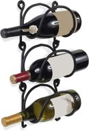 🍷 стойка для винных бутылок из кованого железа rustic wallniture - набор из 3 настенных органайзеров для хранения бутылок в домашнем декоре. логотип