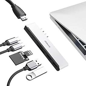 img 1 attached to 7-в-2 USB C хаб для MacBook: порт Thunderbolt 3, HDMI 4K, USB 3.0, считыватель SD/TF-карт | Совместим с MacBook Air 2020/2019/2018, MacBook Pro 2020/2019-2016