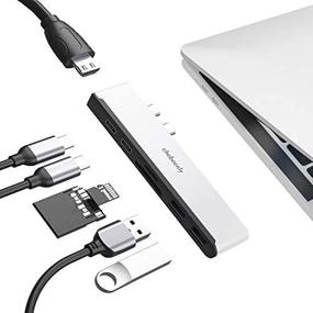 img 4 attached to 7-в-2 USB C хаб для MacBook: порт Thunderbolt 3, HDMI 4K, USB 3.0, считыватель SD/TF-карт | Совместим с MacBook Air 2020/2019/2018, MacBook Pro 2020/2019-2016