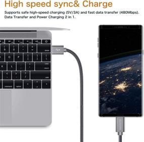 img 1 attached to 🔌 Кабель USB A на USB C высокой скорости (2 шт., 3 фута) для быстрой зарядки - Samsung Galaxy S10 S9 S8 Plus, Note 10 9 8, LG G6 G7 V20 V30 V40, Moto Z и другие - серого цвета