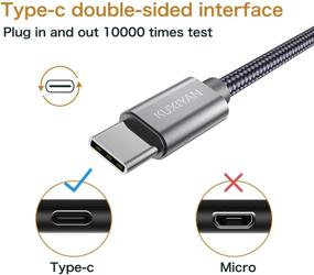 img 3 attached to 🔌 Кабель USB A на USB C высокой скорости (2 шт., 3 фута) для быстрой зарядки - Samsung Galaxy S10 S9 S8 Plus, Note 10 9 8, LG G6 G7 V20 V30 V40, Moto Z и другие - серого цвета