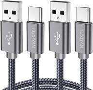 🔌 кабель usb a на usb c высокой скорости (2 шт., 3 фута) для быстрой зарядки - samsung galaxy s10 s9 s8 plus, note 10 9 8, lg g6 g7 v20 v30 v40, moto z и другие - серого цвета логотип