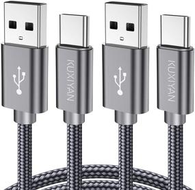 img 4 attached to 🔌 Кабель USB A на USB C высокой скорости (2 шт., 3 фута) для быстрой зарядки - Samsung Galaxy S10 S9 S8 Plus, Note 10 9 8, LG G6 G7 V20 V30 V40, Moto Z и другие - серого цвета