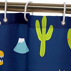 img 1 attached to 🦖 Cartoon Dinosaur Kids Shower Curtain Sets: Premium Bath Accessory Set with Non-Slip Rugs, Toilet Lid Cover, and Waterproof Curtain