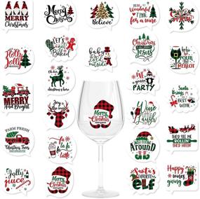 img 4 attached to Whaline 10 Sheet 120Pcs Christmas Wine Glass Drink Markers: Xmas Static Cling Stickers for Festive Wine Bottles, Champagne, and Cocktails – Unique Holiday Wine Charms and Party Favors