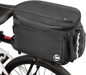 img 4 attached to 🚲 WOTOW Bike Insulated Rack Bag: 10L Large Capacity Bicycle Trunk Cooler Bag with Double Zipper Side Pocket, Reflective Strap, Water Resistant Panniers Bag for Traveling Commuter