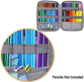 img 2 attached to 🎨 YOUSHARES 96-Slot Colored Pencil Case: Large Capacity Pen Organizer Bag with Zipper for Prismacolor Watercolor Coloring Pencils and Gel Pens – Ideal for Students & Artists (Learning Cat)