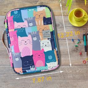 img 1 attached to 🎨 YOUSHARES 96-Slot Colored Pencil Case: Large Capacity Pen Organizer Bag with Zipper for Prismacolor Watercolor Coloring Pencils and Gel Pens – Ideal for Students & Artists (Learning Cat)