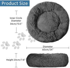 img 3 attached to 🍩 Cozy Mojonnie Donut Cat Bed: Round Faux Fur Pet Cushion for Cats, Self-Warming Plush Sleeping Bed Ideal for Winter, Pets, Puppies, and Indoor Nest