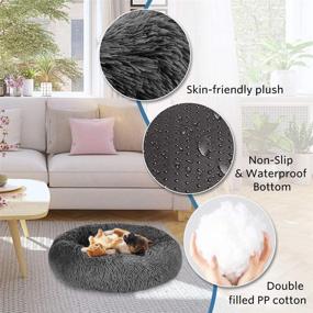 img 1 attached to 🍩 Cozy Mojonnie Donut Cat Bed: Round Faux Fur Pet Cushion for Cats, Self-Warming Plush Sleeping Bed Ideal for Winter, Pets, Puppies, and Indoor Nest