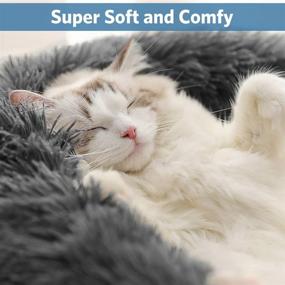 img 2 attached to 🍩 Cozy Mojonnie Donut Cat Bed: Round Faux Fur Pet Cushion for Cats, Self-Warming Plush Sleeping Bed Ideal for Winter, Pets, Puppies, and Indoor Nest