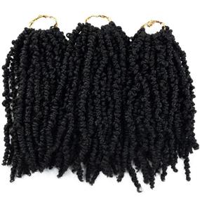 img 1 attached to 🌟 Flaunt your Style with 4 Packs of Pre-Twisted Passion Twists Crochet Braids – 48 Strands of Black Pre-Looped Spring Bomb Crochet Hair Extensions! Achieve the Perfect Look with Fiber Fluffy Curly Twist Braiding Synthetic Hair (12“, 1B)