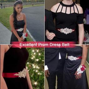 img 1 attached to 💃 Stunning Red Belt for Women Dresses: Elegant Sash, Rhinestone Detail, Self-Tied Ribbon for Weddings, Proms, and Parties