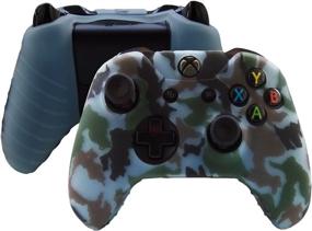 img 1 attached to 🎮 High-Fly Silicone Gel Controller Cover Skin Protector Kit for Xbox One Controller Video Games with 1 Controller Camouflage Cover and 8 Thumb Grip Caps in Light Blue